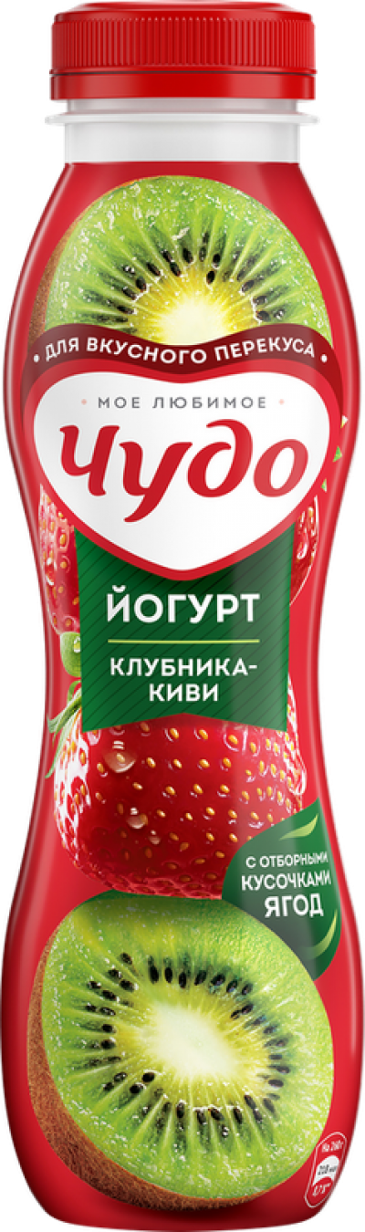 БЗМЖ Йогурт питьевой Чудо клубника-киви 1,9% 260г пэт