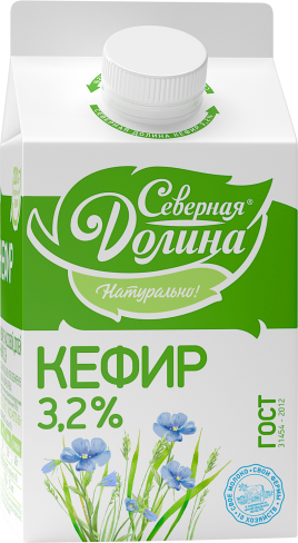 БЗМЖ Кефир 3,2% 450гр Северная долина п/п