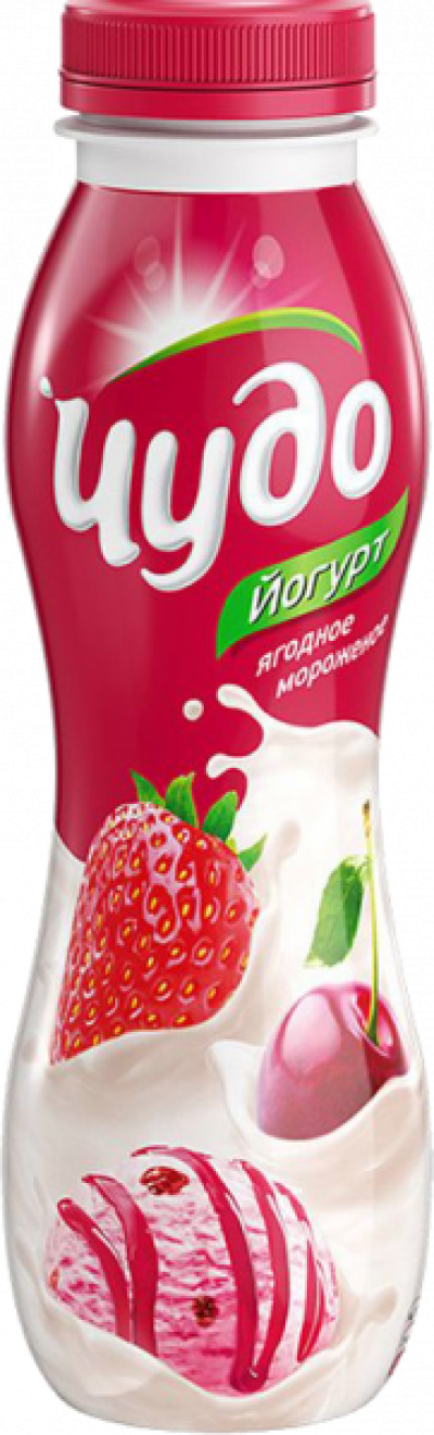 БЗМЖ Йогурт питьевой Чудо Ягодное мороженое 1,9% 260гр пэт