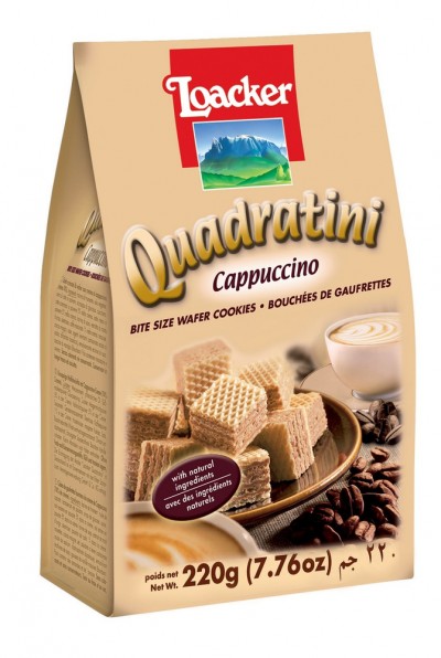 Вафли Квадратини Капучино с шоколадной начинкой 220гр Loacker