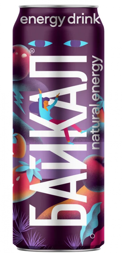 Энергетический напиток Байкал Natural Energy земляника-черная вишня 0,45л ж/б