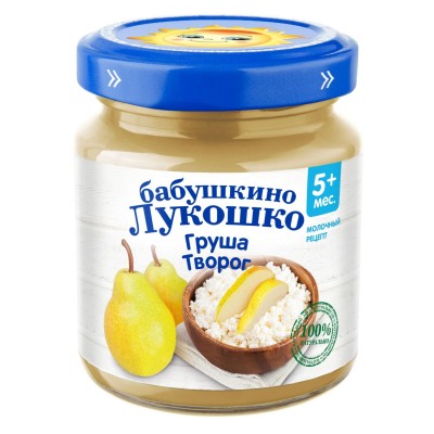 Бабушкино Лукошко Груша творог пюре с 5 мес. 100г