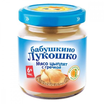 Бабушкино Лукошко Пюре мясо цыплят с гречкой с 6мес. 100г
