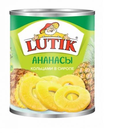 LUTIK Ананас кольцами в сиропе  580мл ж/б ключ