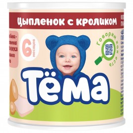 "Тема" Пюре цыпленок с кроликом ж/б 90гр