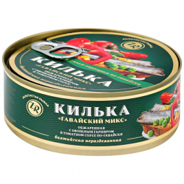 Килька Каспийская Говайский микс обжаренная с овощами в том.соусе ж/б ключ 240гр ЗР