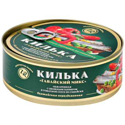 Килька Каспийская Говайский микс обжаренная с овощами в том.соусе ж/б ключ 240гр ЗР