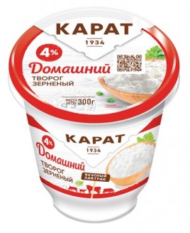 БЗМЖ Творог зерненый  домашний "Карат" 4% 300гр