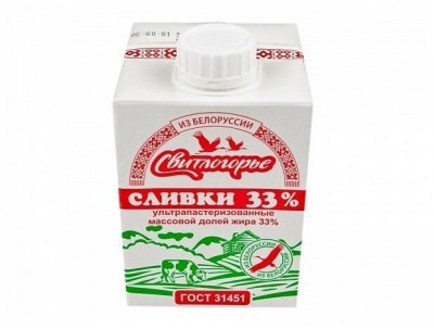БЗМЖ Сливки ультрапаст. 33% 500г. Свитлогорье