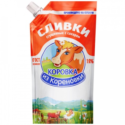 БЗМЖ Сливки сгущенные с сахаром "Коровка из Кореновки"19% 270г