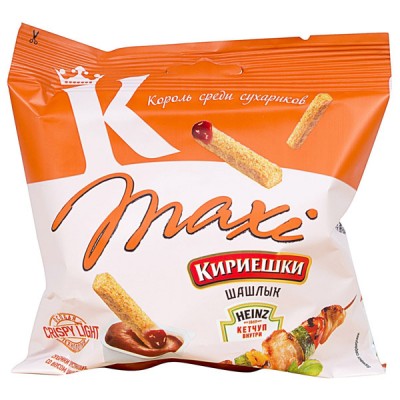 Сухарики Кириешки Maxi Шашлык 50гр + кетчуп 25мл