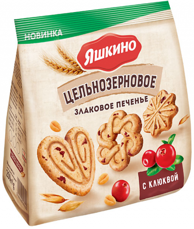 Печенье злаковое с клюквой Якшино 250гр