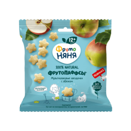 Мультизлаковые звездочки с яблоком Фрутоняня Фрутопаффсы с 12мес. 21гр