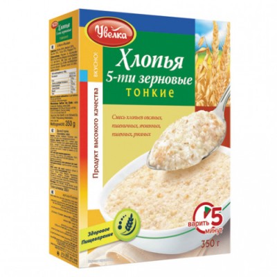 Увелка Хлопья 5-и зерновые тонкие 350г