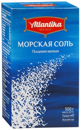 Соль морская "Атлантика" мелкая 500г