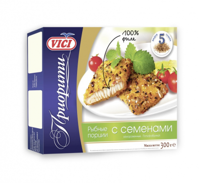Рыбные порции из филе в панировке с семенами VICI зам.300г