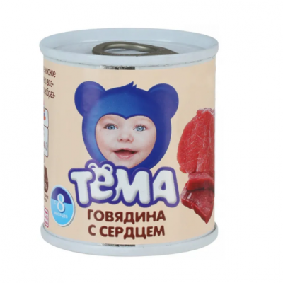 "Тема" Пюре мясное говядина с сердцем ж/б 90г