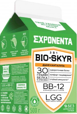 Напиток кисломолочный Bio-Skyr 3 в 1 со вкусом дыня т/п 500г Exponenta