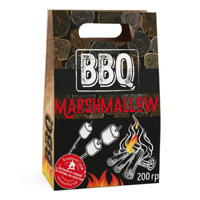 Маршмеллоу BBQ с ароматом пломбира 200гр крафт со шпажками