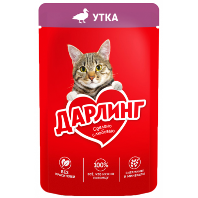Дарлинг Корм для кошек утка 75гр пауч
