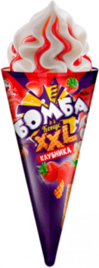 Мороженое рожок XXL Бомба клубника 145гр