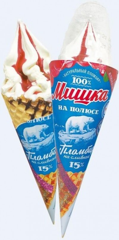 Мороженое Рожок XXL Мишка на полюсе клюква-брусника 155гр