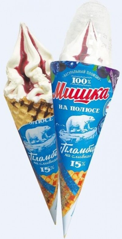 Мороженое Рожок XXL Мишка на полюсе черника-голубика 155гр