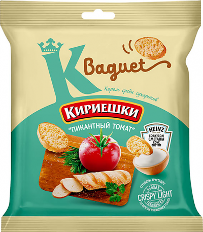 Сухарики Кириешки Багет пикантный томат + соус сметан. 45гр