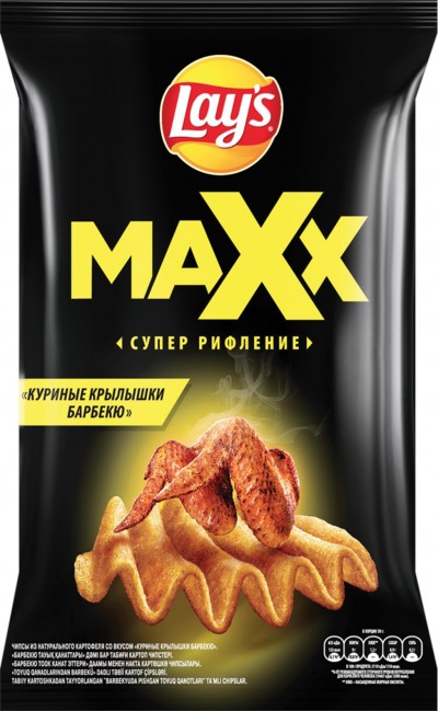 Чипсы Lay's 110г MAXX супер рифление Куриные крылышки барбекю