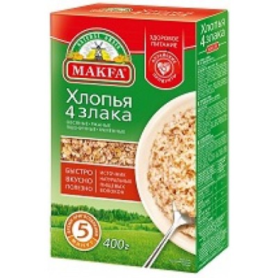 Макфа Хлопья 4злака 400г