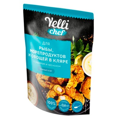 Нежный кляр для рыбы,морепродуктов и овощей с укропом и чесноком 200гр Йелли Шеф