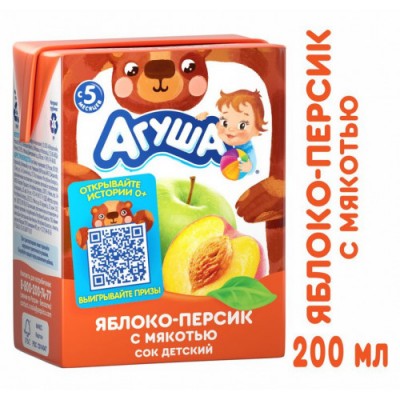 АКЦИЯ!!! Сок яблоко персик Агуша т/п200
