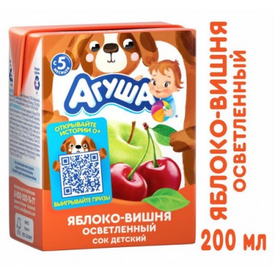 Сок яблоко-вишня осв.. Агуша т/п 200 мл