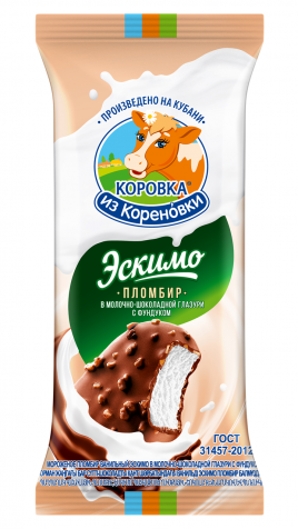 Эскимо пломбир в молочн.-шокол. гл. с фундуком 70 гр. Кореновка