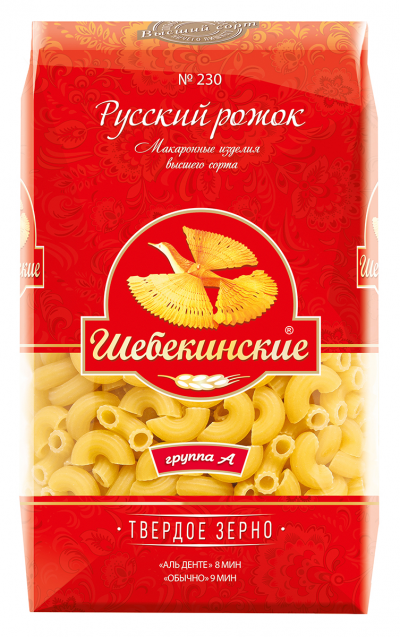 Шебекинские Макаронные изделия Русский рожок №230 450г