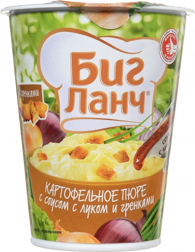 Картофельное пюре с соусом с курицей Биг Ланч 50г стакан
