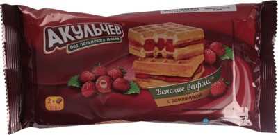 Вафли Венские с земляникой 100г Акульчев