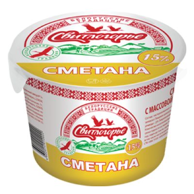 БЗМЖ Сметана 15% п/ст. 380г Свитлогорье