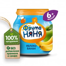 Пюре ФрутоНяня яблоко-банан 100г