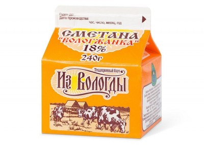 БЗМЖ Сметана мини 18% 240г "Вологжанка" ВМК
