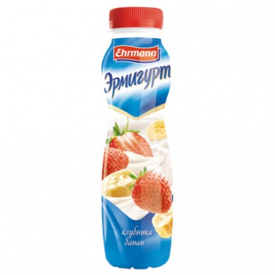 БЗМЖ Йогурт Эрмигурт питьевой 1,2% клубника-банан 290гр