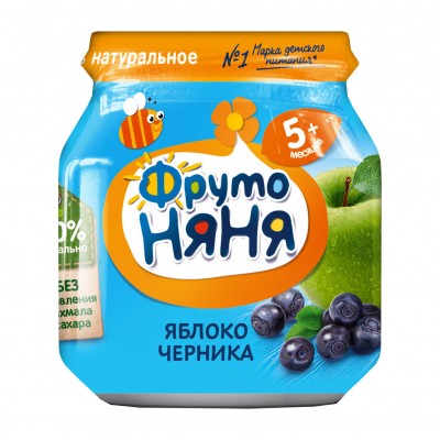 Пюре ФрутоНяня из яблок и черники 100г